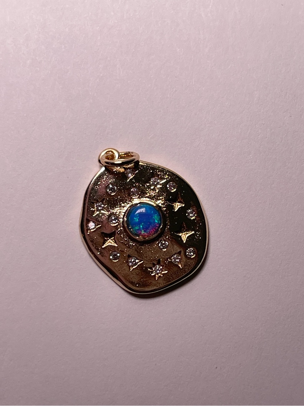 "Lucid Dreaming Anchor" Starburst 18K Gold Plated Over Bass With Opal - Picture 6 of 9